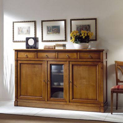 Klassisches Sideboard - 8763A - Ebanart srl - Holz / Glas / mit Glasfront