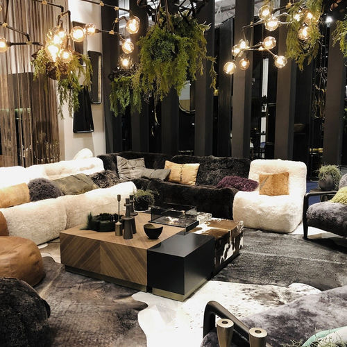 Moderner Couchtisch - VISBY LEDGE SET - Estetik Decor - Holz / Leder / Kuhfell