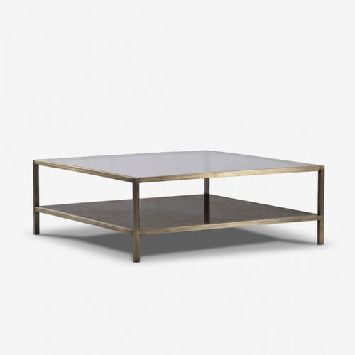 Moderner Couchtisch - CHAMPAGNE - Estetik Decor - Glas / Holz / Leder