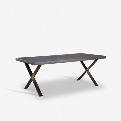 Moderner Esstisch - X-TABLE - Estetik Decor - Leder / Gestell aus Metall / rechteckig