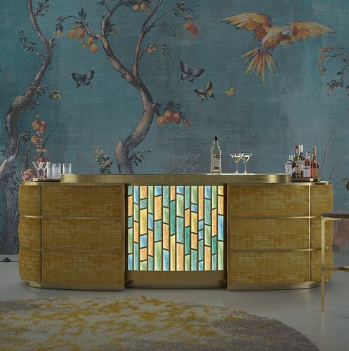 Bartheke - Giulia - Laboratorio Mattoni - Holz / Stahl / Leder