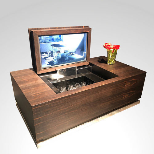 Moderner Couchtisch - Bivacco - Laboratorio Mattoni - Ebenholz / Gestell aus rostfreiem Edelstahl / rechteckig