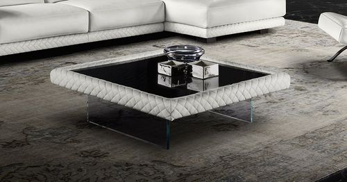 Moderner Couchtisch - DIAMOND - Lof's - Interior - - Glas / Leder / rechteckig