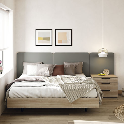 Kopfteil für Doppelbetten - Ona  - Mobenia - modern / Stoff / lackiertes Holz