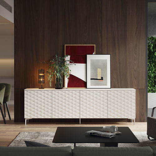 Hohes Sideboard - Cross - Mobenia - modern / lackiertes MDF / melaminbeschichtet