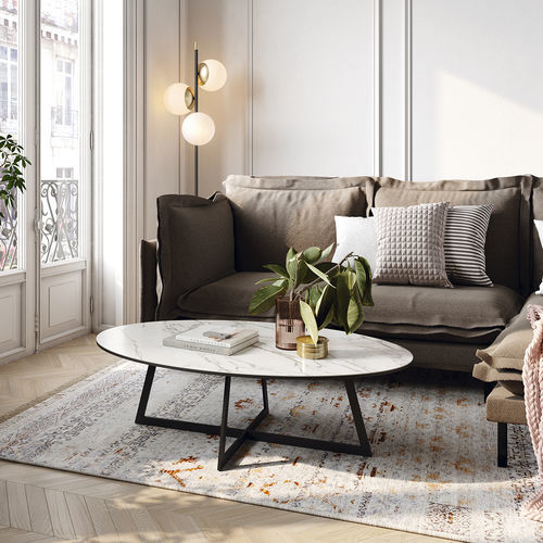 Moderner Couchtisch - Palma - Mobenia - lackiertes MDF / Keramik / melaminbeschichtet