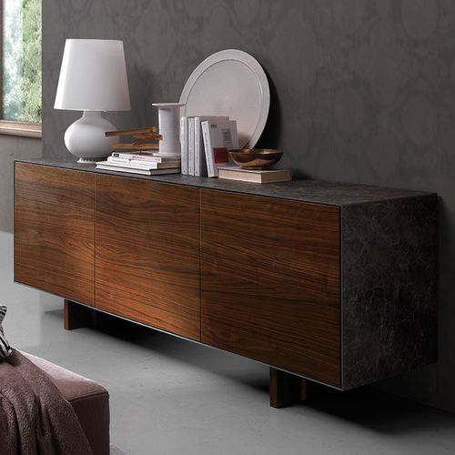 Modernes Sideboard - THIN - Oliver B. Group srl - Nussbaum / Massivholz / Keramik