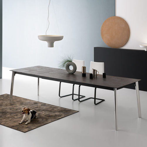 Moderner Tisch - INFINITY - Point srl - Holzfurnier / Stahl / Aluminium