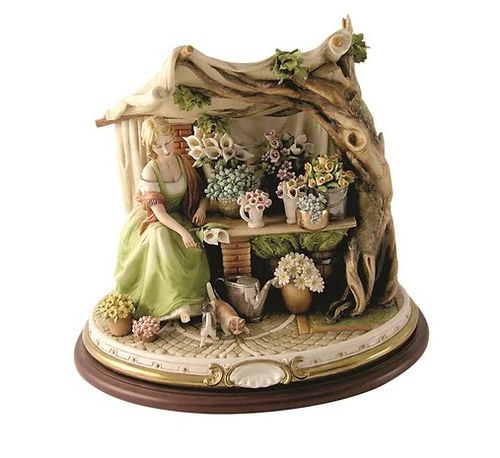 Porzellan-Skulptur - Flowers seller - Porcellane Principe snc - mehrfarbig
