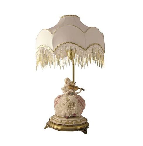 Tischlampe - Lady with violin - Porcellane Principe snc - Stoff / Stil / schnurlos