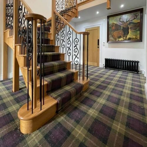 Gewebter Teppichboden - HEATHER GREEN TARTAN  - STEVENS AND GRAHAM - Nylon / Wolle / Karomuster