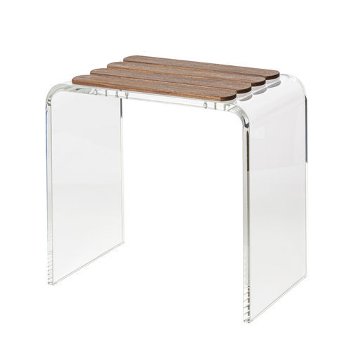 Moderner Duschhocker - Tancho  - CIPI' - Teakholz / Gestell aus Plexiglas® / doppelt