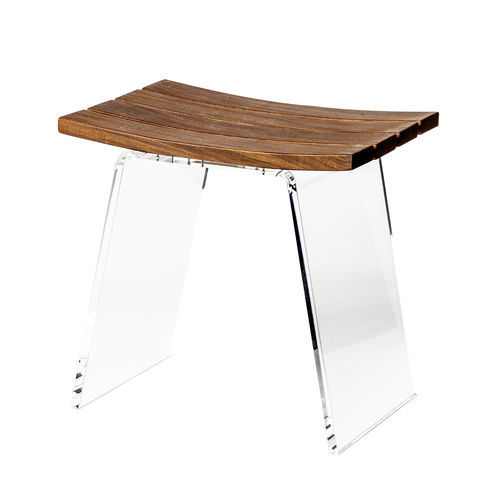 Moderner Duschhocker - Koi  - CIPI' - Teakholz / Gestell aus Plexiglas® / doppelt