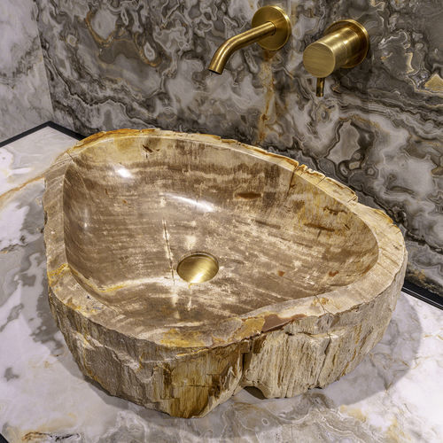 Aufsatzwaschbecken - Stone Tree - CIPI' - versteinertes Holz / handgefertigt / rund