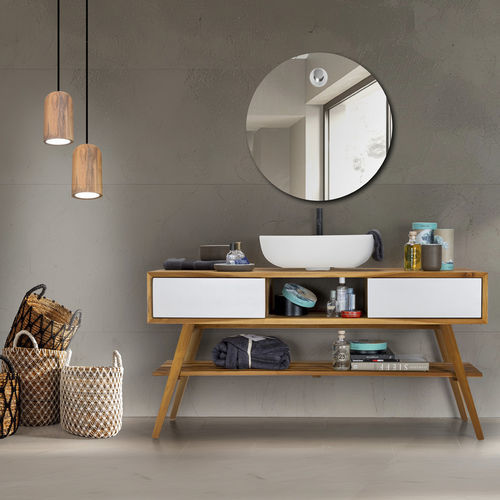 Freistehender Waschtisch-Unterschrank - Feelgood  - CIPI' - Teakholz / Recyclingmaterial / modern