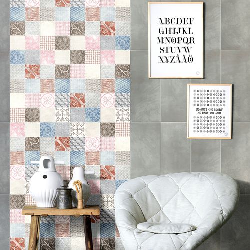 Feinsteinzeugfliesen - COOL GREY - HERBERIA - gebürstet / für den Innenraum / Wand