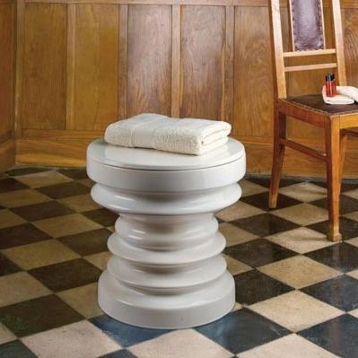 Moderner Hocker - ZIG ZAG - HOM - Keramik / Gestell aus Keramik / mit Mittelfuß