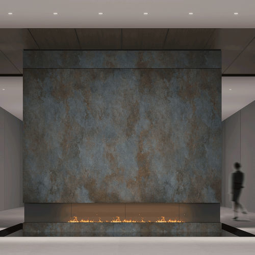Moderne Kaminverkleidung - IRON   - NABEL GROUP - Porzellan / blau / braun