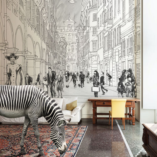 Moderne Tapete - CITY OF LOVE - Tecnografica Italian Wallcoverings - Zellulosefaser / Panorama / Städtemotiv