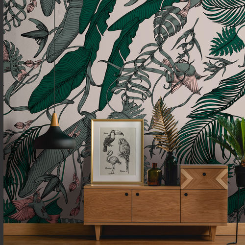 Moderne Tapete - TROPICAL FOLIAGE - Tecnografica Italian Wallcoverings - Zellulosefaser / Vlies / Glasfaser