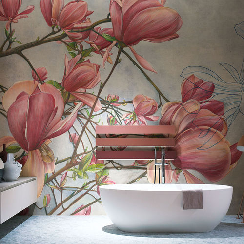 Moderne Tapete - MAGNOLIA IN BLOOM - Tecnografica Italian Wallcoverings - Zellulosefaser / Vlies / Glasfaser