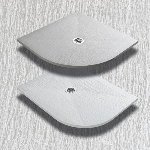 Duschwanne für Eckeinbau - ARDESIA SEMICIRCOLARE - THERMO DESIGN - zum Aufstellen / extraflach / Holz