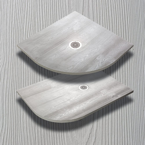 Duschwanne für Eckeinbau - SEMICIRCOLARE - THERMO DESIGN - zum Aufstellen / extraflach / Holz