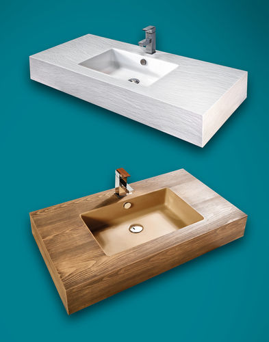 Wand-Waschbecken - CONSOLLE CON INTEGRATO - THERMO DESIGN - Naturstein / rechteckig / modern