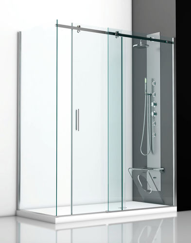 Schiebeduschwand - SME-PS - THERMO DESIGN - rechteckig / für Eckeinbau / Hartglas