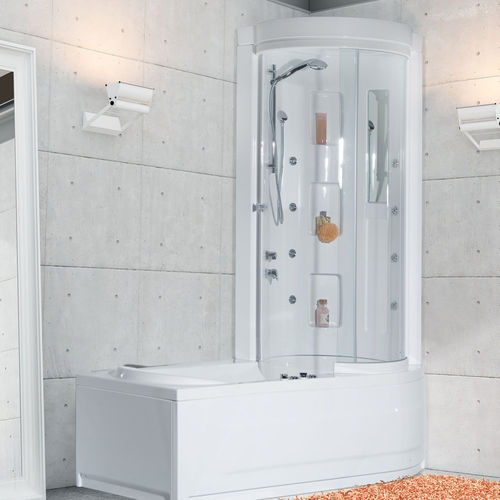 Rechteckige Badewannen-Duschkombination - JAVA COMBI - THERMO DESIGN - für Eckeinbau / Einbau / Verbundwerkstoff