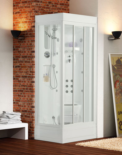Multifunktions-Duschkabine - LINOSA - THERMO DESIGN - Glas / mit Schiebetür / quadratisch