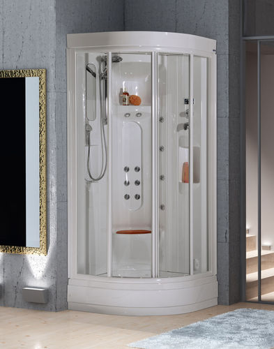 Glas-Duschkabine - AMALFI - THERMO DESIGN - mit Schiebetür / für Eckeinbau / für Chromotherapie