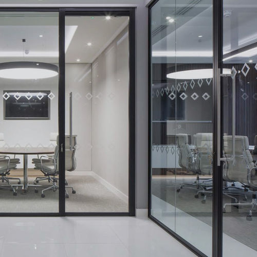 Glasscheibe / ESG Glas - GLASSWALLS SIMPLE - CARVART - VSG / Ätzgravur / für Trennwand