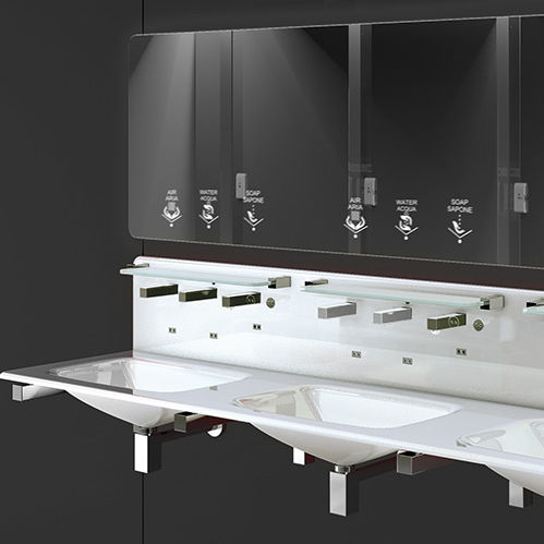 Eingebautes Waschbecken - INTEGRAGLASS > A - CARVART - Mineralwerkstoff / Mehrfach / rechteckig