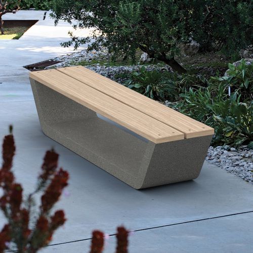 Moderne Bank für den öffentlichen Raum - DRAKKAR - Mago Urban - Holz / Beton