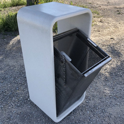 Park-Abfallbehälter - Clip - Mago Urban - Edelstahl / Beton / mit Deckel