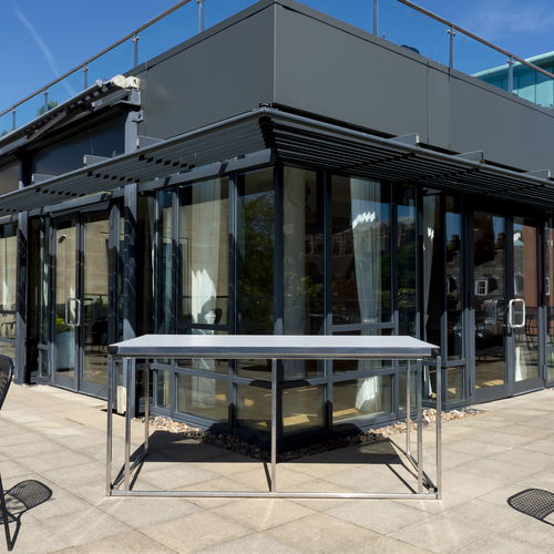 Moderner Tisch - BUFFET CUBE - Forbes Group Ltd - Laminat / Gestell aus Aluminium / rechteckig