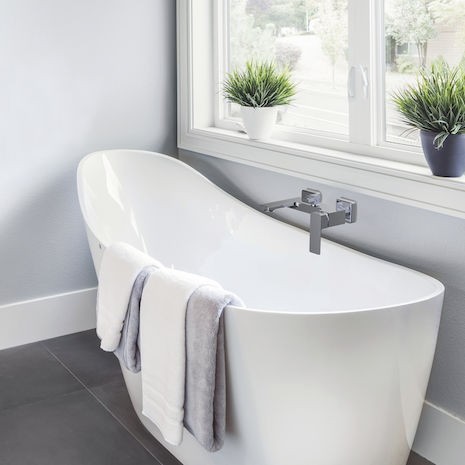 Einhebelmischer für Badewanne - 60124 - SAONA SLIM - Grifería Clever - wandmontiert / verchromter Messing / für Badezimmer