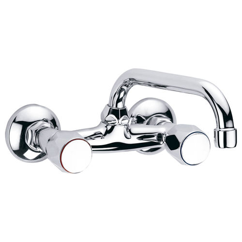 Wandmontierter Zweigriffmischer - 96089 - WITH2 GUAYAMA - Grifería Clever - verchromter Messing / für Küche / 2-Loch