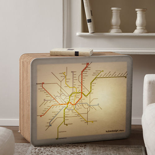 Beistelltisch / originelles Design - METRÒ - Kubedesign - Methacrylat / Karton / rechteckig