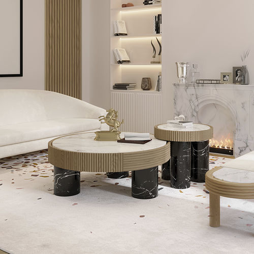 Moderner Couchtisch - ANJELICA  - Greg Natale - poliertes Messing / Marmor / Gestell aus Marmor