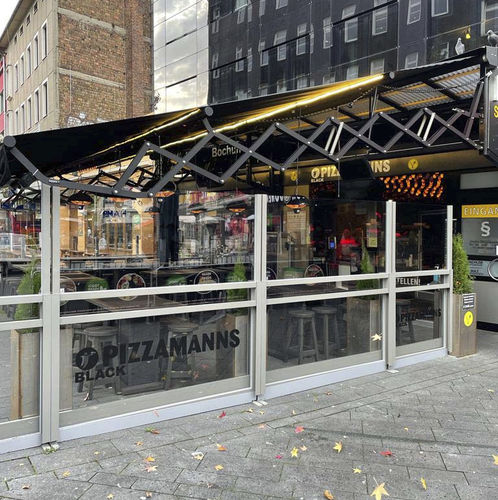 Moderner Paravent - Athéna - Van Hoof - Glas / thermolackiertes Aluminium / für Restaurants