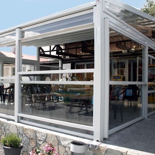 Moderner Paravent - Knokke - Van Hoof - Glas / thermolackiertes Aluminium / für Restaurants