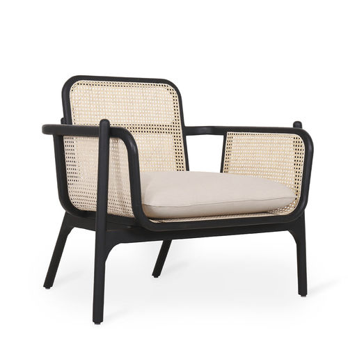 Moderner Sessel - BANGO - ALANKARAM - Stoff / Rattan / Holz