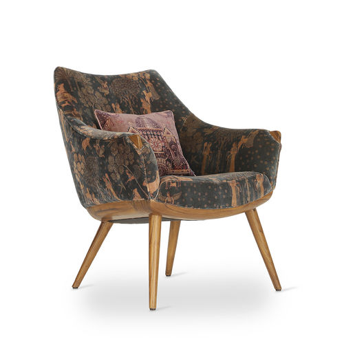 Moderner Sessel - UCHO - ALANKARAM - Stoff / Holz / Polster