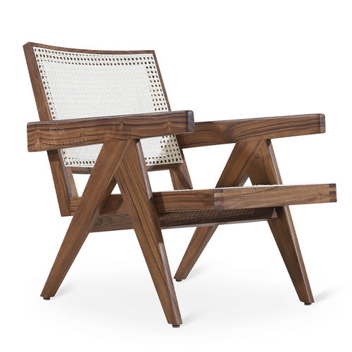 Moderner Sessel - JEANNERET - ALANKARAM - Stoff / Holz / weiß