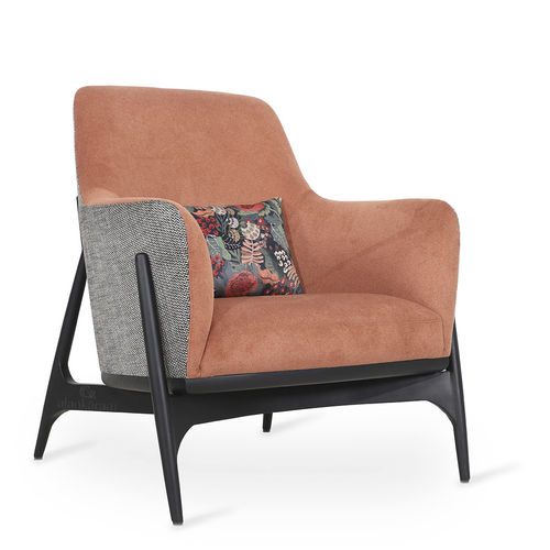 Moderner Sessel - SYVA - ALANKARAM - Stoff / Holz / mit Kissen