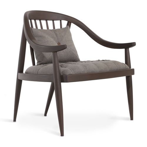 Moderner Sessel - VAKRA - ALANKARAM - Leder / Stoff / Holz