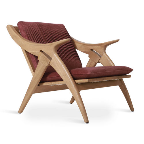 Moderner Sessel - ROCNIK - ALANKARAM - Stoff / Rattan / rot