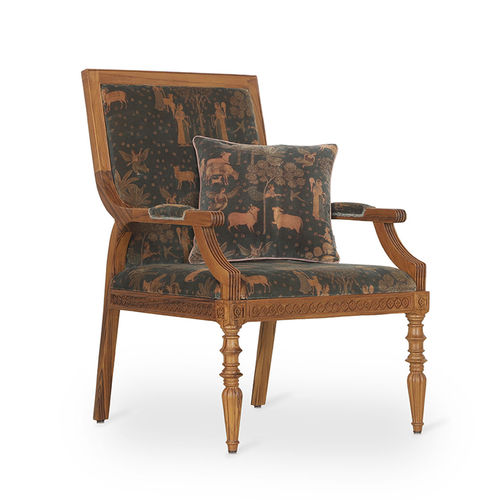 Moderner Sessel - MASANI - ALANKARAM - Leder / Holz / mit Kissen